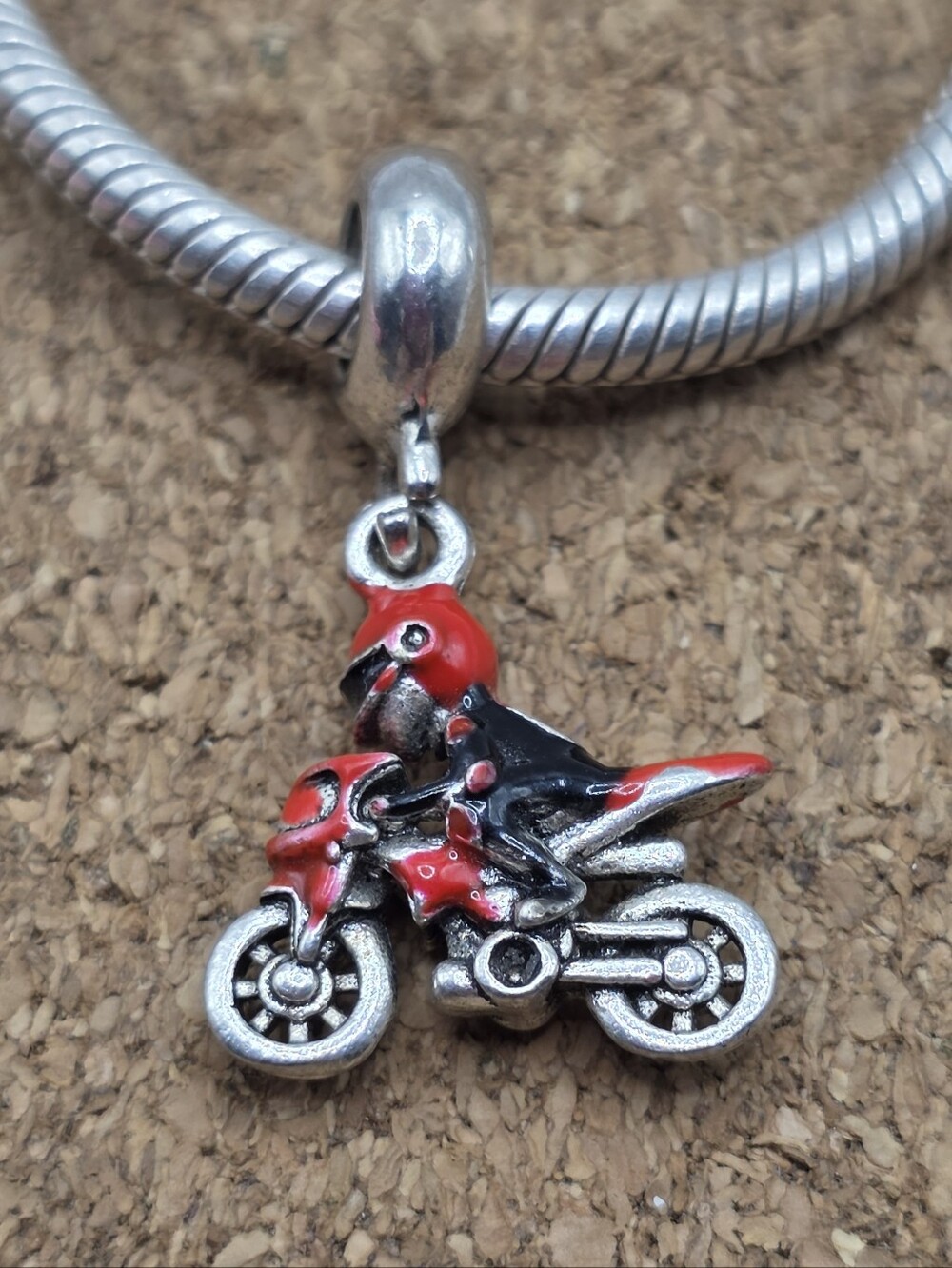 5/$25 ❤️ RED AND BLACK MOTORCYCLE CHARM FOR PANDORA